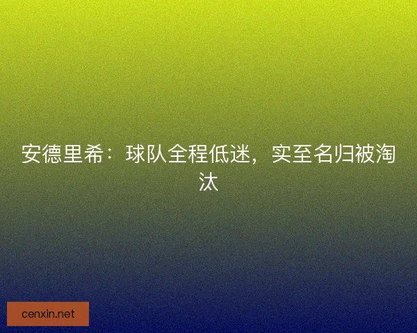 安德里希：球队全程低迷，实至名归被淘汰